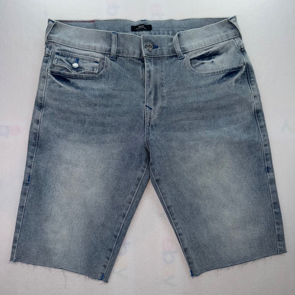 True Religion Ricky Relaxed Straight Men’s Cutoff Jean Short Size 34